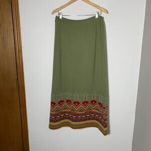 NWT! Womens Double D Ranch Wool Beaded Maxi Skirt Green Size XL